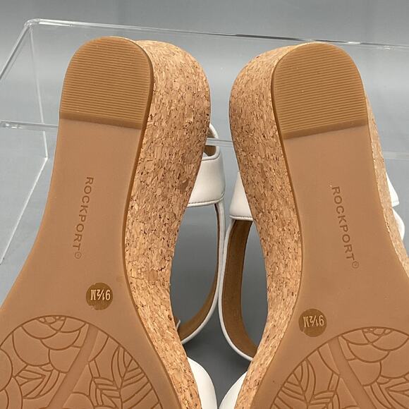 NEW Rockport Women’s Blanca T-Strap Wedge Sandals White Size 9.5M - Picture 9 of 10